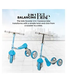 Dash 2-In-1 Transforming Slick Scooter with Unique Design & Height Adjustable Handle - Blue