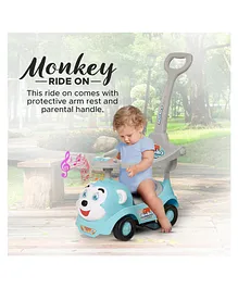 Dash Monkey  3 In 1 Ride On Baby Car with Music & Horn Parental Handle with Safety Harness Ride On - Blue