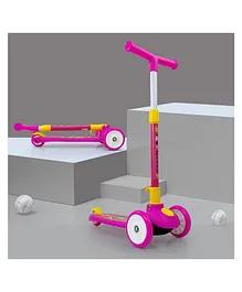 NHR Smart Kick Scooter with 3 Level Adjustable Height & Foldable Structure - Pink