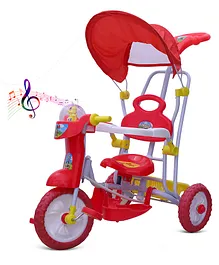 Dash Vega Deluxe Musical Tricycle with Canopy & Parent Push Handle - Red