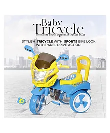 Dash Victor Deluxe Modern Sports Bike Look Tricycle with Backrest Seat & Musical Horn -  Blue