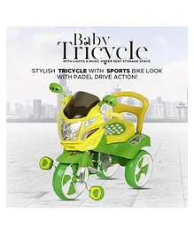 Dash Victor Deluxe Modern Sports Bike Look Tricycle with Backrest Seat & Musical Horn - Green