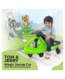 NHR Tom & Jerry Magic Swing Car with 360 Degree Rotating Handle Ride-On- Swing Magic Car - Green