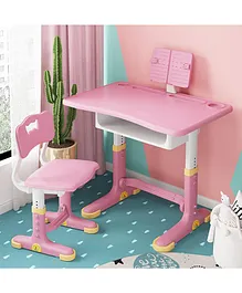 Study Table & Chair Set with Height Adjustment - Pink