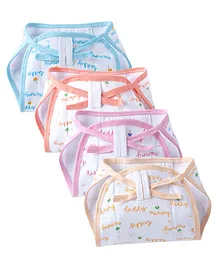 babywish Reusable Cloth Nappies with Triple Layer Cotton Pack of 4 - Multicolour