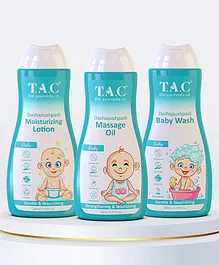 TAC  The Ayurveda Co. Ayurvedic Baby Bath & Body Care Combo Enriched With Dashpushpam Oil Pack Of 3- 550 ml