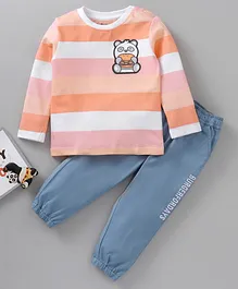 Babyoye Full Sleeves T-Shirt and Trousers Check Pattern - Peach