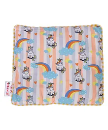 Enfance Nursery Cotton Rai Pillow with Cover Unicorn Print - Orange
