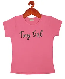 Tiny Girl Half Sleeves Logo Foil Printed Top - Pink