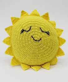 Woonie Handmade Sun Shaped Filled Cuddle Cushion - Yellow