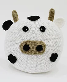 Woonie Handmade Cow Shaped Filled Cuddle Cushion-White