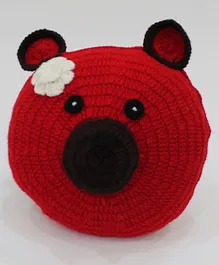 Woonie Handmade Bear Face Filled Cuddle Cushion-Red