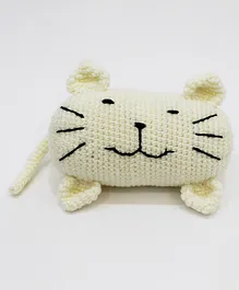 Woonie Handmade Cat Shaped Filled Cuddle Cushion-Cream