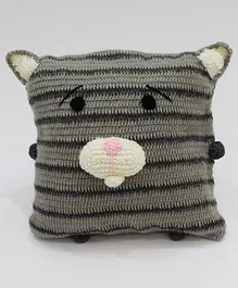 Woonie Handmade Dog Face Pattern Cushion Cover with Cushion-Grey