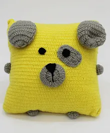 Woonie Handmade Dog Face Pattern Cushion Cover with Cushion-Yellow