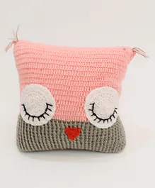 Woonie Handmade Bird Eyes Pattern Cushion Cover with Cushion-Pink