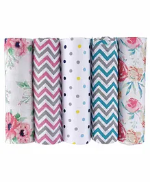 Haus & Kinder 100% Cotton Muslin Swaddle Wrap Pack of 5 - Multicolor
