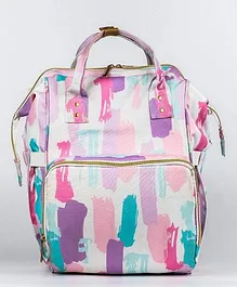 Haus & Kinder Canvas Diaper Backpack Color Splash Print - Pink