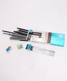 Apsara Extra Dark Pencil Set With Eraser & Sharpener and Scale - 23 Pieces