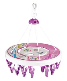 Joyo Round Cloth Hanger with 24 Clips - Purple
