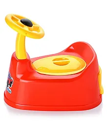 Korbox Car Style Potty Toilet Trainer Seat Chair with Removable Tray and Closing Lid and High Back Support for Toddler Boys Girls - Red