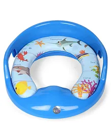 Korbox Toilet Trainer Soft Cushion Baby Potty Seat with Handle and Back Support Toilet Seat for Western Toilet - Blue