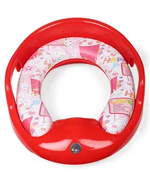 Korbox Toilet Trainer Soft Cushion Baby Potty Seat with Handle and Back Support Toilet Seat for Western Toilet - Red