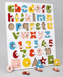 Kinder Creative Wooden Alphabet & Number Knob and Peg Puzzle - 42 Pieces