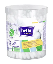 Bella Cotton Buds Round Box Paper Stick - 100 Pieces