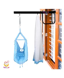 SafeChamp Roxy Baby Swing Cradle with Mosquito Net Pillow Spring And Metal Window Cradle Hanger  - Blue
