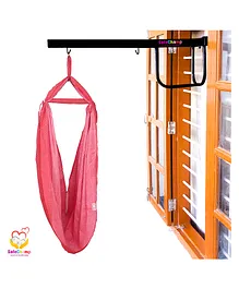 SafeChamp Small Dots Baby Cradle Cloth with Seperator And  Metal Window Cradle Hanger  - Red