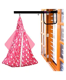 SafeChamp Cloud Baby Cradle Cloth with Seperator And  Metal Window Cradle Hanger - Pink