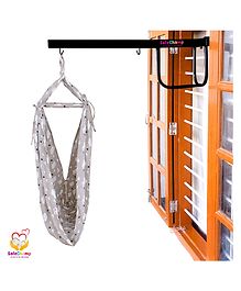 SafeChamp Cloud Baby Cradle Cloth with Seperator And  Metal Window Cradle Hanger  - Grey