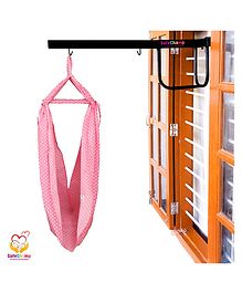 SafeChamp Polka Dots Baby Cradle Cloth with Seperator And  Metal Window Cradle Hanger - Pink