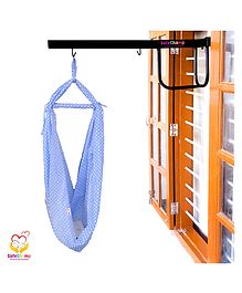 SafeChamp Polka Dots Baby Cradle Cloth with Seperator And  Metal Window Cradle Hanger  - Blue