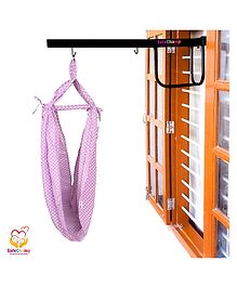 SafeChamp Polka Dots Baby Cradle Cloth with Seperator And  Metal Window Cradle Hanger  - Purple