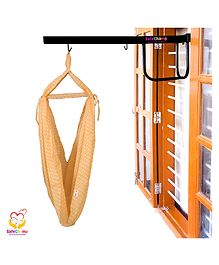 SafeChamp Polka Dots Baby Cradle Cloth with Seperator And  Metal Window Cradle Hanger  - Orange