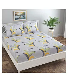 Florida Double Bedsheet With 2 Pillow Covers- Grey