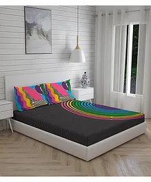 Boutique Living Metamorph Cotton King Sized Double Bedsheet Set Rainbow Print - Grey 