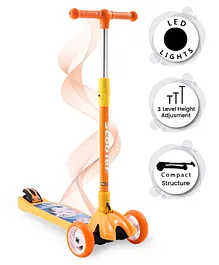 Foot To Floor Kids Scooter With LED Light 3 Level Height Adjustment - Orange
