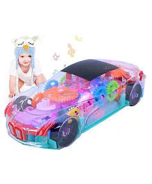 Toyshine Transparent Car Toy With Music And 3D Lights - Multicolour