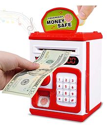 Toyshine Money Safe Kids with Finger Print Sensor Piggy Savings Bank with Electronic Lock - Red