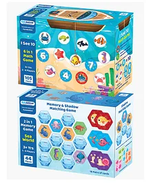 Eduketive Combo of 2 I See 10 Six In 1 Math Game & Sea World 2 In 1 Memory & Shadow Matching Game Learning & Educational Game For Kids - Multicolour 