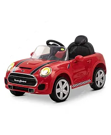 Ayaan Minicooper Car Ride On Car With Music And Charging Remorte - Red