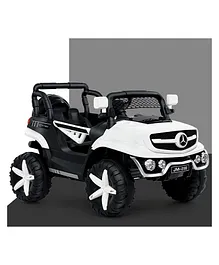 Ayaan Toys 675 Jeep White Kids Ride On Jeep With Music Charging - White