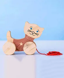 Haus & Kinder Kitten Push & Pull wooden toy - Beige