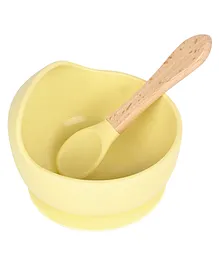 Earthism Silicone Small Suction Bowl Set with Spoon 2 Pc Feeding Set- Yellow