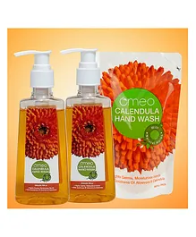 Omeo Calendula & Aloe Vera Liquid Hand Wash Refill Pack Free With 99.9% Germ Protection Fights Bacteria & Viruses - 250 ml Pack of 3