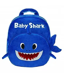 Frantic Premium Quality Soft design Blue Baby Shark Velvet Plush Bag 14 Inches