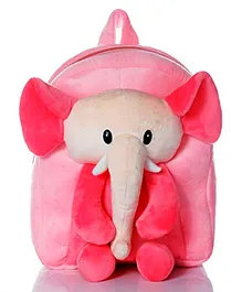 Frantic Premium Velvet Full Body Pink Elephant Bag - 14 Inches